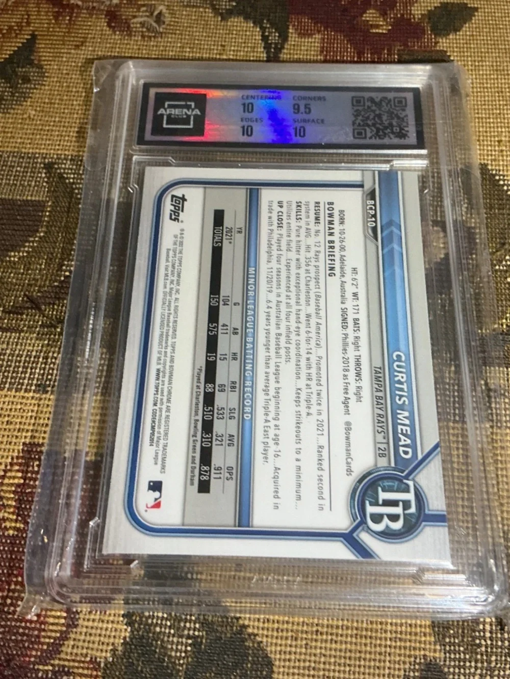 2022 Bowman Curtis Mead  mega box #BCP-10 graded rookie card Arena 10